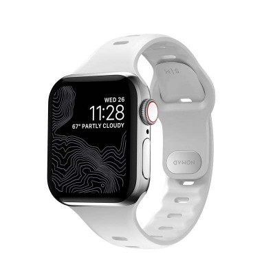 NOMAD Sport Slim Strap M/L FKM Waterproof silicone for Apple Watch 7 (45mm), 6/SE/5/4 (44mm) & Series 3/2/1 (42mm) - White - NM01147985